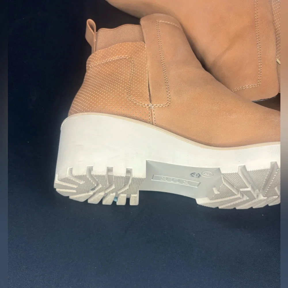 Tan Platform Ankle Boots - Picture 6 of 9